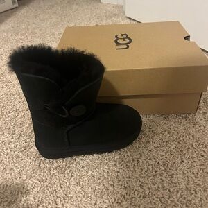 NEW UGG Black Ankle Boots with Furry Trim